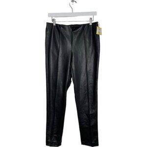 Anne Klein Womens Black Faux Leather Pull-On Skinny Fit Ankle Size M NWT
